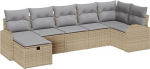 Rantry 7-teiliges Garten-Sofa-Set mit Kissen Beige Poly Rattan Gartenlounge Model3359099