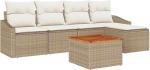 Rantry 6 teiliges Garten Sofa Set mit Kissen Beige Poly Rattan Akazie Gartenlounge Model3347820