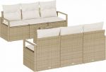 Rantry 7-teiliges Garten Sofa Set mit Kissen Beige Poly Rattan, 2-Sitzer Garten Sofa mit Kissen Beige Poly Rattan Gartenlounge Model3346271