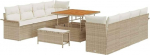 11-teiliges Garten Sofa Set mit Kissen Beige Poly Rattan Akazie Gartenlounge Model3362116