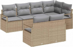 7 Teile Garten Sofaset mit Kissen Beige Poly Rattan Gartenlounge Model3355089
