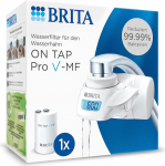 BRITA Veefilter kraanikaussi Pro V-MF koos 1 filtrikassetiga (600 l) - v&auml;hendab 99,99% baktereid, kloori, mikroplasti ja raskemetalle / digitaalne LCD-ekraan n&auml;itab j&auml;&auml;kv&otilde;imsust.
