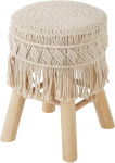 Atmosphera - Stool - Macrame and Wood - Beige