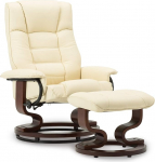 MCombo Recliner Chair TV Chair Tilting Swivel with Foot Stool Faux Leather Wooden Feet