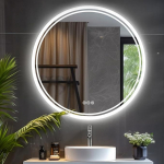 LUVODI Round LED Bathroom Mirror 80 cm: Bathroom Mirror Round Backlit Anti-Fog IP67 LED Wall Mirror Round with Light, 3 Touch Switches, Dimmable 3 Light Colours, Memory Function