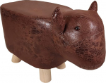 Footstool Pouf Animal Bull Brown 28 cm High Waterproof Suede Feet Made of High-Quality Solid Wood