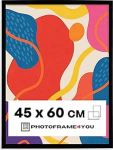 Pildiraam 45 x 60 cm - purunemiskindel akr&uuml;&uuml;lklaas - must pildiraam fotodele, plakatitele, m&otilde;istatustele ja sertifikaatidele - vastupidav plastik riputamiseks p&uuml;st- ja maastikuvaadis.