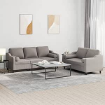 Gecheer 2-TLG. Sofagarnitur mit Kissen Taupe Stoff, Moderne Couch Polstersofa f&uuml;r Wohnzimmer Schlafzimmer Spielzimmer3201857