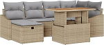 Rantry 7-osaline aia diivan komplekt koos pehmendusega Beige Poly Rattan Garden Lounge Model3361357