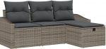 Rantry 4-teiliges Garten-Sofa-Set mit Kissen Grau Poly Rattan Gartenlounge Model3360580