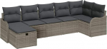vidaXL Diivan Set mit Kissen mit Speicher 7 pcs Grau Poly-Rattan, Garten & Terrasse, modernes modulares Outdoor-Sofa, leichtes UV-best&auml;ndiges M&ouml;bilar, Set mit Stauraum