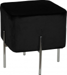 Cortesi Home Zane CH-OT165512 16-inch Velvet Ottoman with Metal Legs - Black