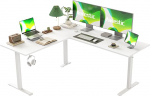 Agilestic L-Shaped Height-Adjustable Desk, 160 x 140 cm Desk, Height Adjustable, Electric, Corner Desk, Ergonomic Standing Seat Table, Computer Desk, White