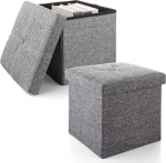 SENENQU 2 Pack Storage Ottomani, 30 x 30 x 30 cm, kaanega hoiupink, kokkupandav hoiupink, jalatugi, jalatugi, v&auml;ike jalatugi elutuppa, magamistuppa, hall