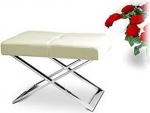 Bauhaus Foot Stool, Side Stool, Stool, Extra Polished Stainless Steel (Genuine Leather Cream. Pilt.