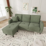 Merax L-kujuline nurgadiivan 166 x 118 x 77 cm, 3-kohaline diivan pikapoolikuga, hingavast Corduroy kangast modulaarne elutoa diivan, mugav korteri ja kontori diivan, roheline