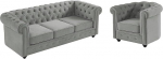Vente-unique - Couchgarnitur 3+1 - Samt - Hellgrau - Chesterfield