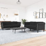 Gecheer 2-TLG. Sofagarnitur Schwarz Samt, Moderne Couch Polstersofa f&uuml;r Wohnzimmer Schlafzimmer Spielzimmer3209224