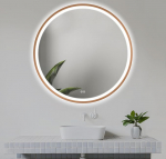 Home Glow Venti LED Vannitoa peegel &uuml;mmargune 80 cm - valgustusega vannitoa peegel, uduvastane, puutetundlik, seinapeegel koos valguse ja metallraamiga