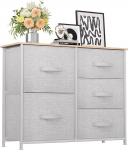 YITAHOME Chest of Drawers with 5 Drawers, Cupboard, Fabric Drawers with Handles, Metal Frame, for Living Room, Hallway, Bedroom, Durable, Light Grey