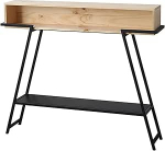 PQXQZ Bauernhaus Konsolentisch f&uuml;r den Eingangsbereich mit Offenem Ablagefach Schmaler Langer Beistelltisch mit Holz Aufbewahrungsbox f&uuml;r Wohnzimmer Flur und Schlafzimmer(Beige,80x20x85cm)