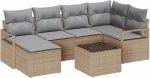 Rantry 7-teiliges Garten Sofa Set mit Kissen Schwarzes Poly Rattan Gartenlounge Model3355129