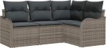4-teiliges Garten-Sofa-Set mit Kissen Grau Poly Rattan, 2-Sitzer Garten-Sofa mit Stauraum & Kissen Grau Poly Rattan Gartenlounge Model3354348