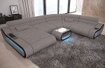 Diivan Dreams XXL Living Landscape Concept LED-valgustusega, Osman/Mikrofiiber/Orientatsioon valitav (Osman vasakule, must/valgushall)
