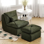 okwish Recliner diivanvoodid koos jalatoega, laisk pehmendusega diivan, siseruumide istmepadi mugava, eriti paksu polstriga, lamamistool magamistuppa, elutuppa, &scaron;enill-kangas, roheline