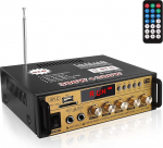 Etlephe Mini Amplifier HIFI Amplifier Bluetooth 5.0 Stereo Audio 12V 220V 600W 2 Channels LCD Display High Fidelity Portable FM Radio SD/USB Card Input for Home or Car