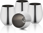 D L D Unbreakable Stainless Steel Wine Glasses - 530ml Premium Quality 18/8 Stemless Portable for Outdoor Events, Picnics (4 Packs)