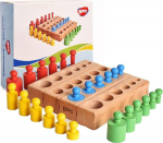 BOHS Montessori Cylinder Blocks Puzzle - 6 Buttons / 17 cm - Sorting Game & Plug-In Game from 2 Years
