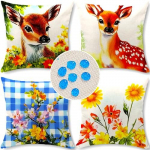 Cirzone Outdoor padjakatted, 4 tk, 45 x 45 cm, dekoratiivsed &otilde;uepadjad, veekindel, kevadine Sika Deer Print padjakatted diivanipadjale, aed, &otilde;uealale