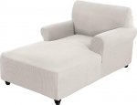 Arm Chaise Lounge Chair Stretch Sofa Slipcover for Living Room Double Arm Lounge Chair Furniture Protector for Bedroom Machine Washable (Ivory)