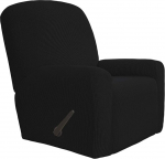 Easy-Going 4 Pieces Oversized Deck Chair Stretch Sofa Slipcover Sofa Cover Furniture Protector Couch Soft with Elastic Base Polyester Spandex Jacquard Fabric Small Checks Black