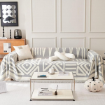 Diivan katab pehme vastupidav &scaron;enill Slipcovers m&ouml;&ouml;bli kaitsja koos Tassel 1 2 3 istuja Loveseat L kuju nurgas Futon diivanid koertele (Boho Grey, 180x265cm)