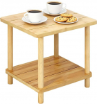 Aniston Outdoor Side Table, 2-astmeline bambusest k&uuml;ljelauad v&auml;ljas v&otilde;i siseruumides, v&auml;ike ilmastikukindel k&uuml;ljelaud basseini, veranda, terrassi, tagahoovi jaoks (naturaalne)