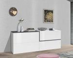 Dmora - Livio Sideboard Kitchen Sideboard Living Room Buffet 100% Made in Italy 210 x 40 x 80 cm Glossy White and Slate