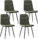 JIJIAN Dining Room Chairs, Set of 4, Techno Fabric Kitchen Chairs, Upholstered Chairs, Living Room Chairs with Black Metal Feet, for Dining Room, Waiting Room and Living Room, Olive Green