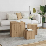 Couchtisch Set Altholzoptik Beistelltische 3er Nesting Tables 45/35/24 cm Holzwerkstoff Modernes Design Robuste Konstruktion f&uuml;r Wohnzimmer Schlafzimmer und Flur