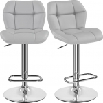 Yaheetech Baaritoolid komplekt 2 reguleeritava k&otilde;rgusega 360&deg; p&ouml;&ouml;ratavad baaritoolid K&ouml;&ouml;gitoolid koos seljatoe ja jalatoega, baaritoolid PU kunstnahast istme k&otilde;rgus 62,5 cm - 84,5 cm k&ouml;&ouml;gi jaoks, helehall