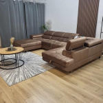 Rodos nurgadiivan magamisfunktsiooniga ja voodikastiga - U-kujuline diivanvoodi koos panipaigaga - kaasaegne nurgadiivan elutuppa - diivan voodifunktsiooniga - saab paigaldada vasakule v&otilde;i paremale (pruun, paremal)