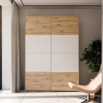 Forte Schach & MATT 2 Garderoob 150, 2-ukseline l&uuml;kandustega riidekapp, puukomposiit, Artisan tamm/valge, 150,1 cm lai, 210,5 cm k&otilde;rge, 61,2 cm s&uuml;gavus