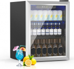 Joogik&uuml;lmik, 50L / 70 kanistritega minik&uuml;lmik l&auml;bipaistva uksega limonaadi, &otilde;lle v&otilde;i veini jaoks, vabalt seisev v&auml;ike k&uuml;lmik reguleeritavate eemaldatavate riiulite ja LED-ekraaniga