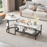 Elegantne 2-in-1 kohvilaudade komplekt, k&otilde;rvallaud koos hoiuruumiga, elutoa laud, diivanilaud, ideaalne elutuppa, magamistuppa (must)