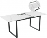 Teleskoopiline s&ouml;&ouml;gilaud, 140/180 x 80 cm, metallist rauajalad ja neljakandilised torujalad (valge MDF laudaplaat marmormustritega), kahesuguse kasutusega kodus ja kontoris.