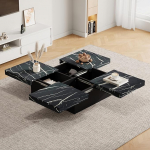 Merax Square kohvilaud l&uuml;kandlauaga, kaasaegne elutoa laud varjatud hoiukambriga, loominguline diivanilaud, kohvilaud, k&uuml;ljelaud, keskmine laud kodukontorisse, must