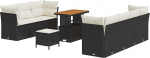 Model3361450 10-osaline aia diivan komplekt koos pehmendusega Must pol&uuml; rotangist Akaatsia 3-osaline aia s&ouml;&ouml;gilaud komplekt koos pehmendusega Must pol&uuml; rotangist Akaatsia Garden Lounge