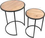 FRANK FLECHTWAREN Circle Side Table 2 puidust lauaplaadi komplekt, matt mustaks v&auml;rvitud metallist raam, m&otilde;&otilde;tmed: l&auml;bim&otilde;&otilde;t 30 x 40 cm, l&auml;bim&otilde;&otilde;t 40 x 50 cm.