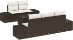 6-Teiliges Garten-Sofa-Set mit Kissen Brauner Poly-Rattan Gartenlounge Model3346938